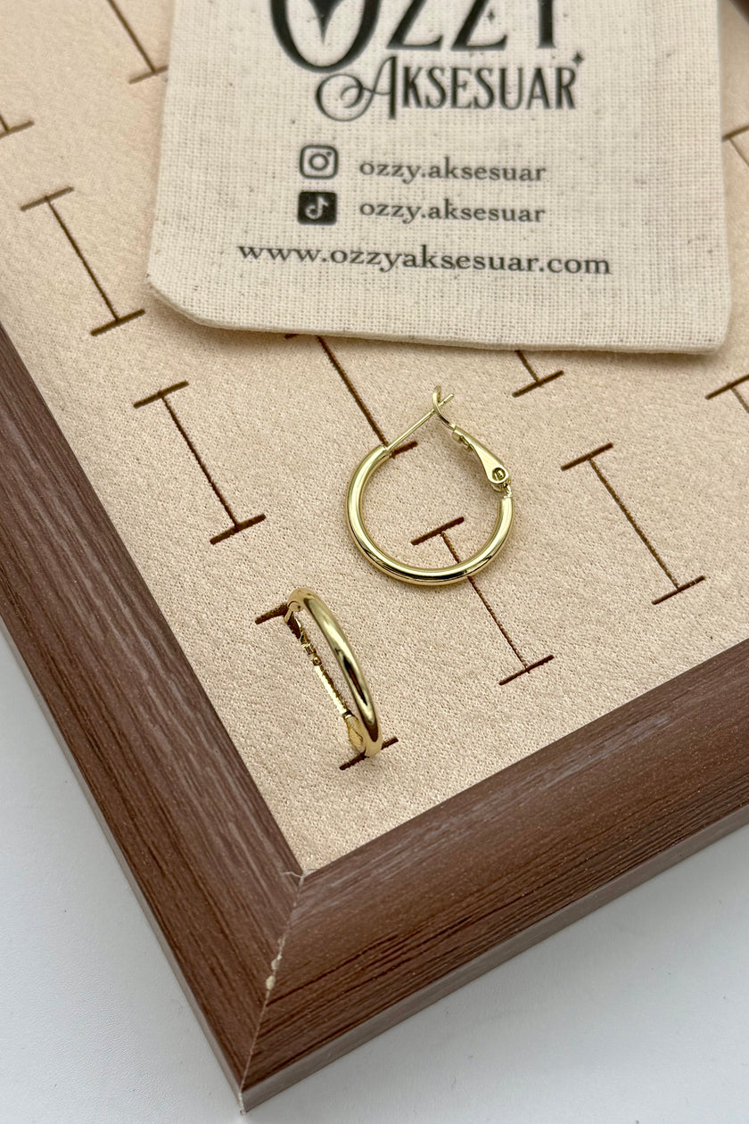 VIP İnce Sade Halka Küpe 1,5 cm 14K