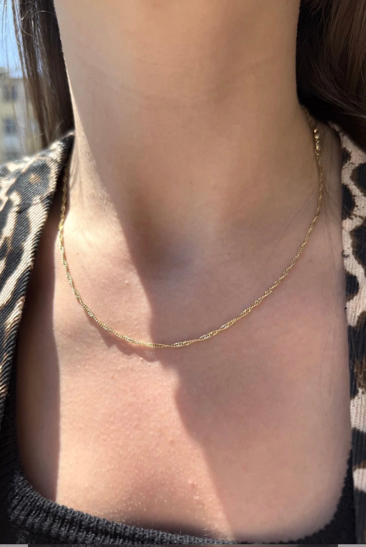 VIP Sarmal Model İnce Zincir Kolye 50 cm 14K