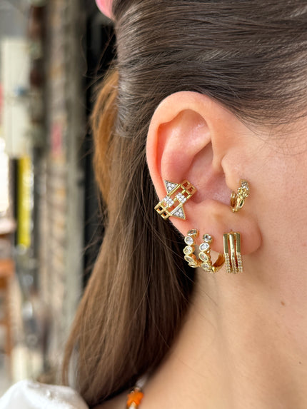 Taşlı Üçgen Detay Earcuff Kıkırdak Küpe 1 Adet