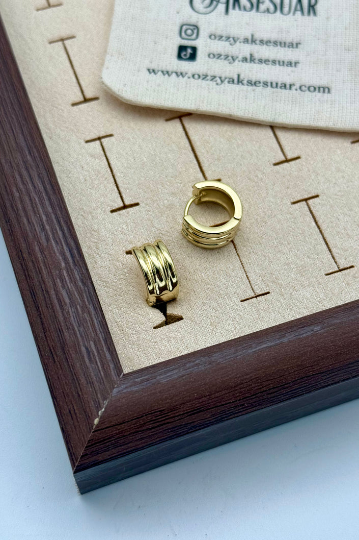 VIP 3 Şeritli Halka Küpe