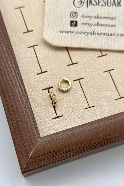 VIP 3 Sıra Kalp Taşlı Minik Halka Küpe