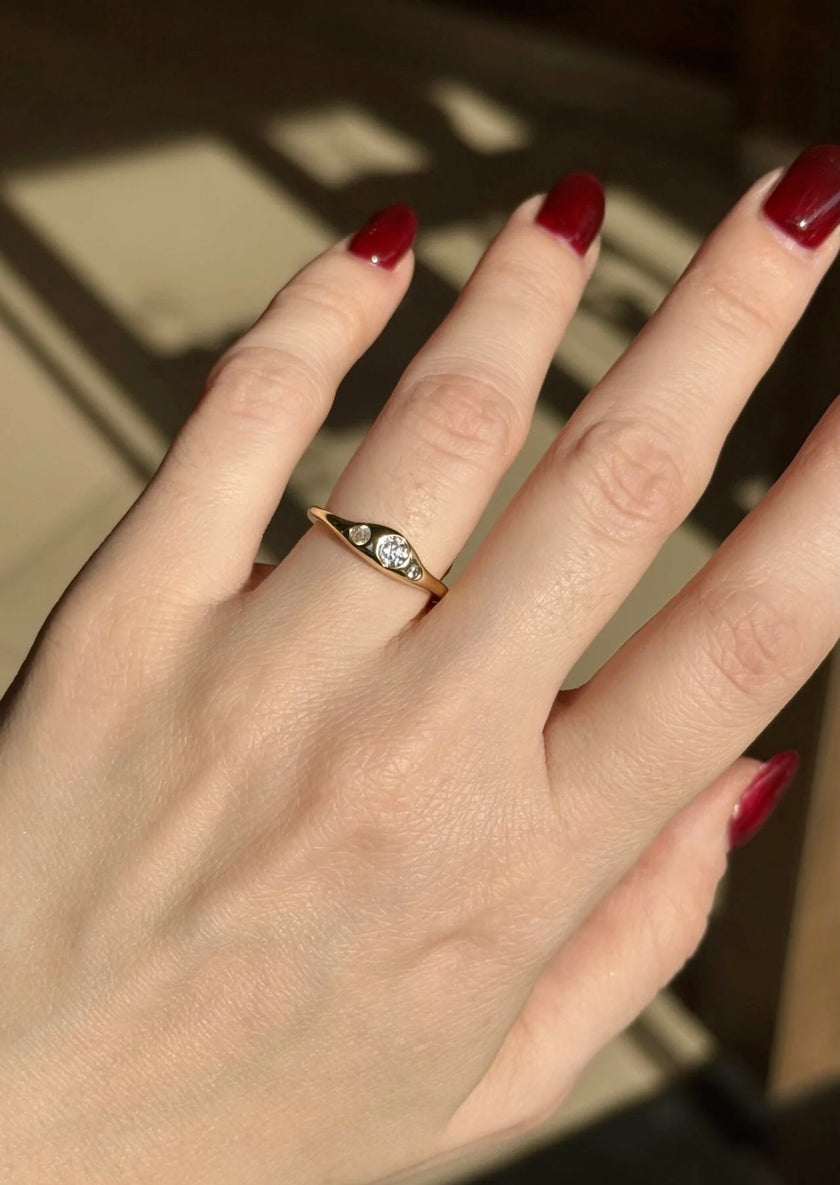 3 Gömme Taşlı Ayarlanabilir İnce Yüzük