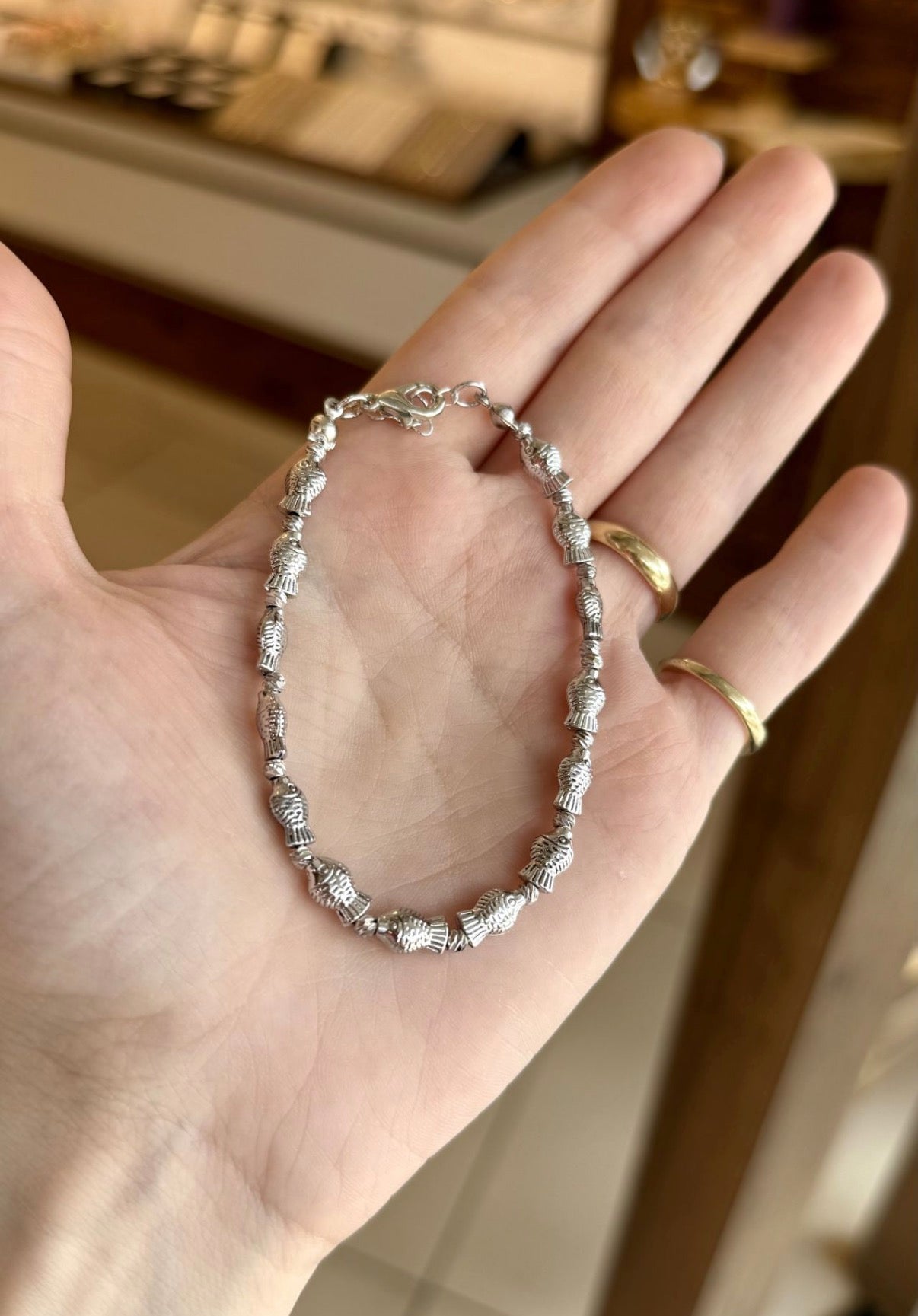 Sıra Balıklı Bileklik Gümüş Renk