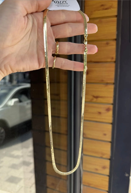 VIP Yassı İtalyan Zincir Kolye 60 cm 14K