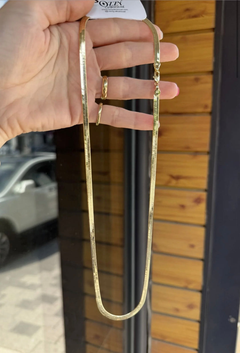 VIP Yassı İtalyan Zincir Kolye 60 cm 14K