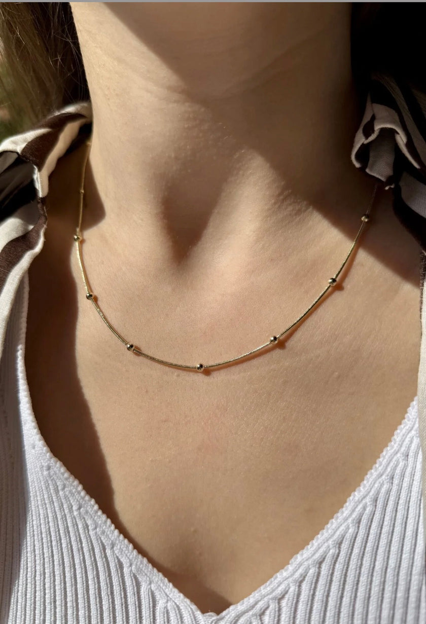 VIP Topçuklu Yılan Sırtı Kolye 45 cm 14K