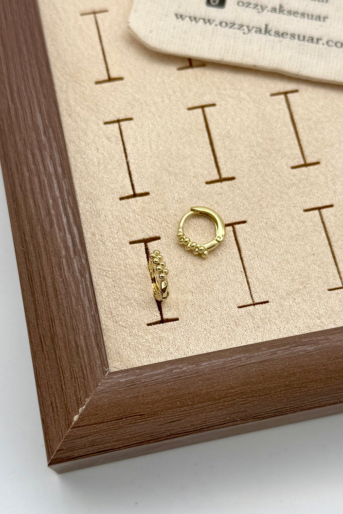 VIP Çift Sıra Toplı Küçük Halka Küpe