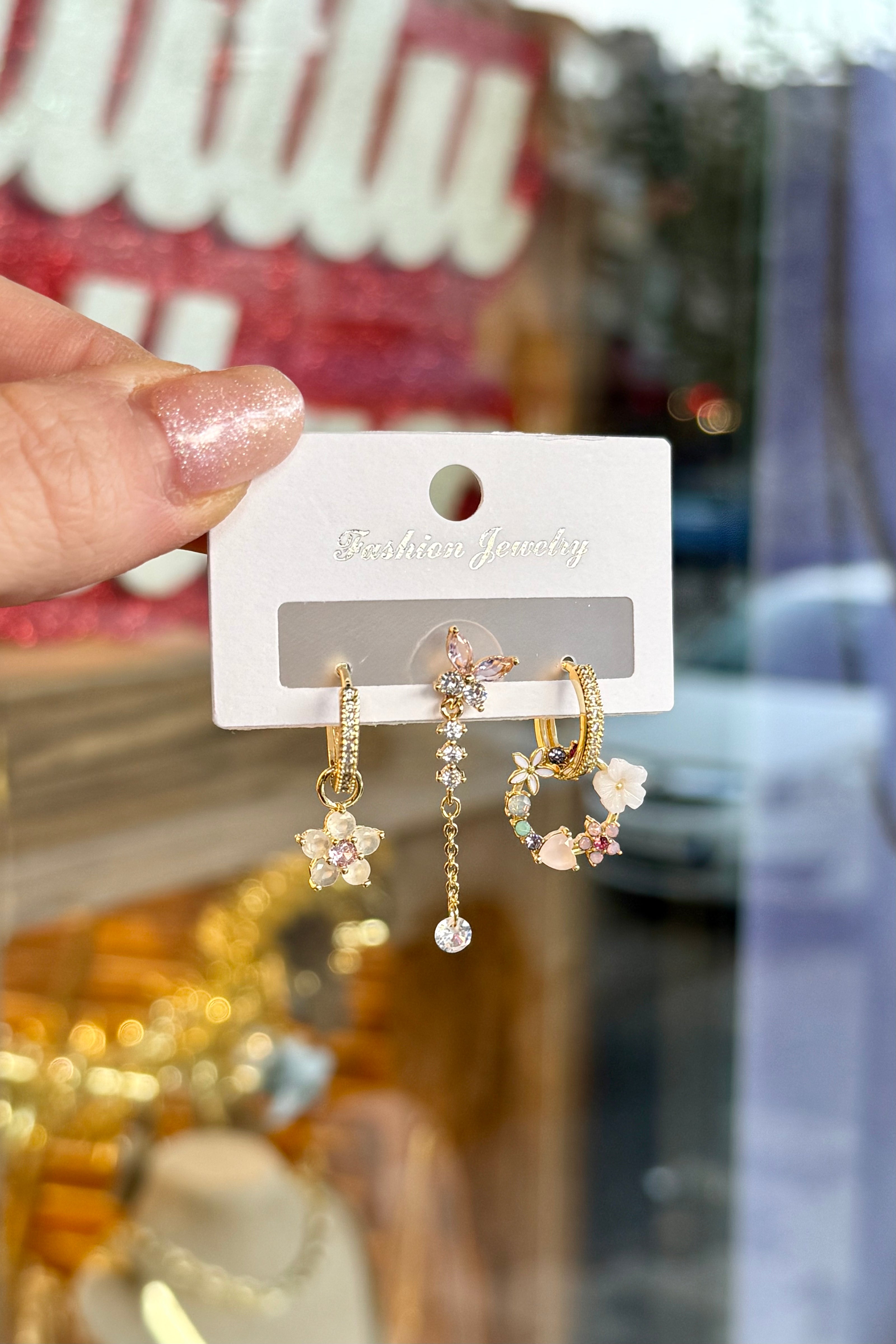 Zirkon Taşlı Kelebek Model 3'lü Set Küpe