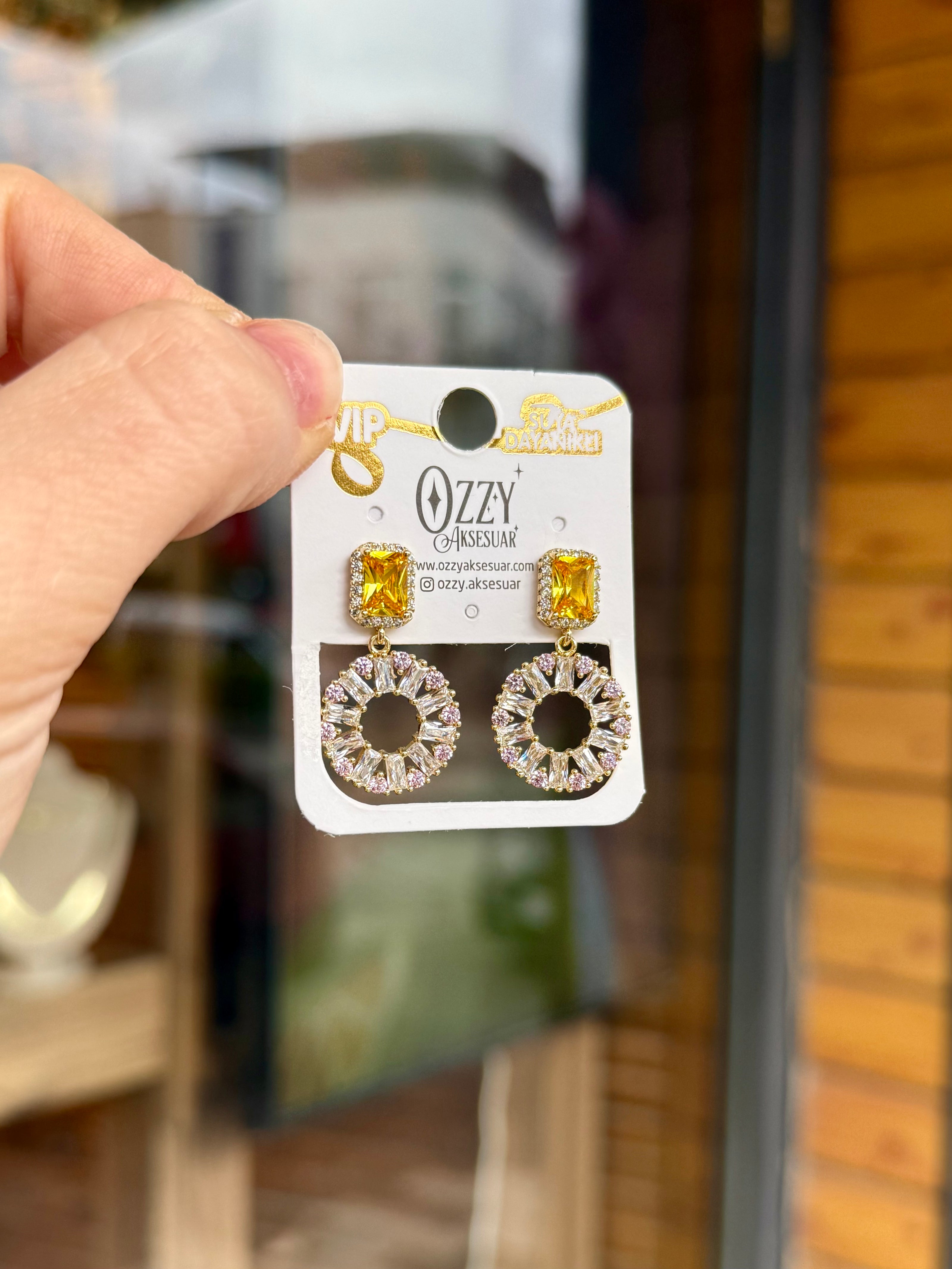 VIP Kristal Zirkon Taş İşleme Sallantılı Küpe