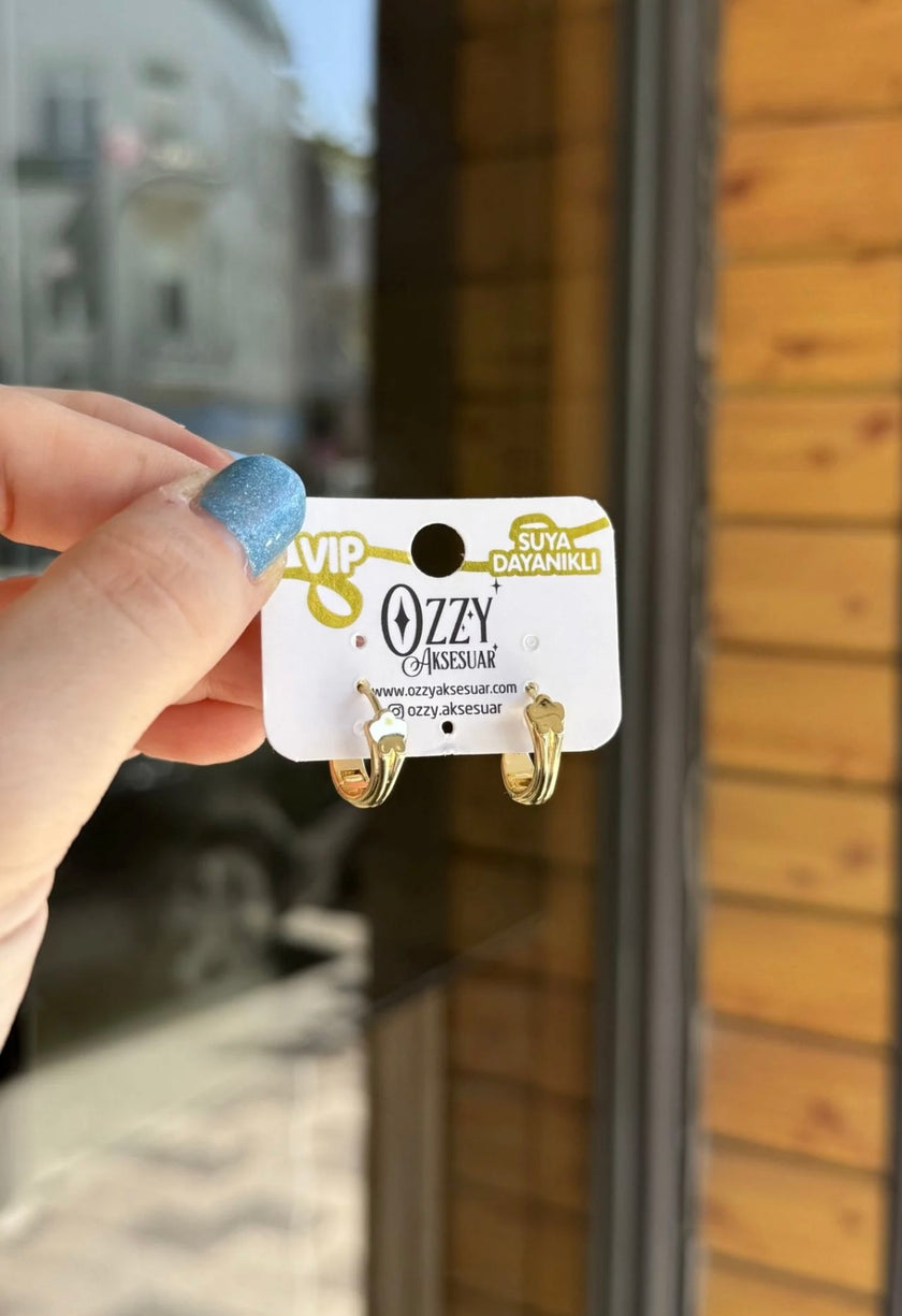 VIP Çiçek Desenli Halka Küpe 14K