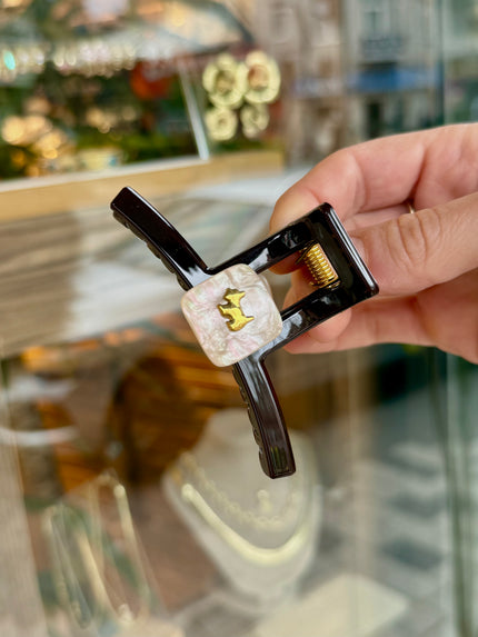 Agatha Model Köşeli Asetat Mandal Toka Küçük Boy Acı Kahve