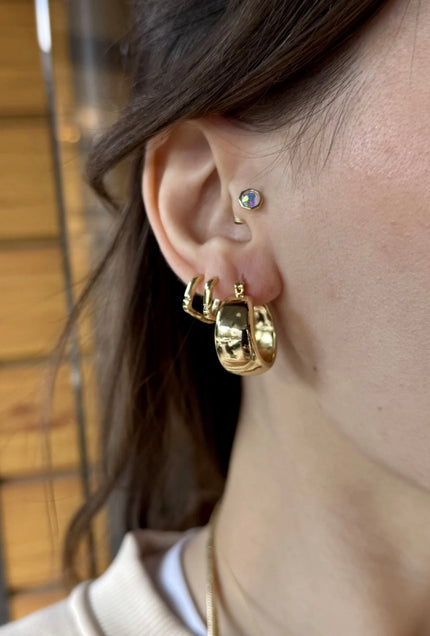 VIP Hafif Bombeli Kalın Halka Küpe 14K