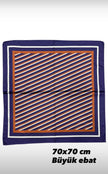 Büyük Boy Kare Fular Toka Şerit Desenli 70 x 70 cm