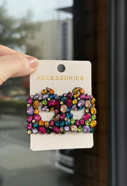 Marka Model Taş İşlemeli Şık Küpe Çok Renkli