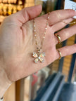 Opal Kanatlı Kelebek Model Çelik Kolye