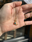 Opal Görünüm Taşlı Hilal Çelik Kolye 45 cm Lacivert