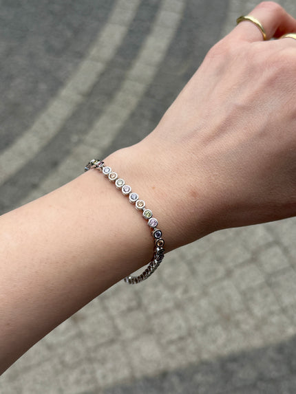 VIP Soft Renk Yuvarlak Zirkon Taşlı Su Yolu Bileklik 17 + 3 cm