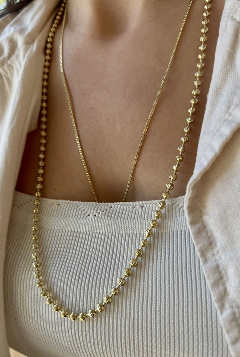 VIP Tırtık Elmas Kesimli Dorika Zincir Kolye 70 cm 14K