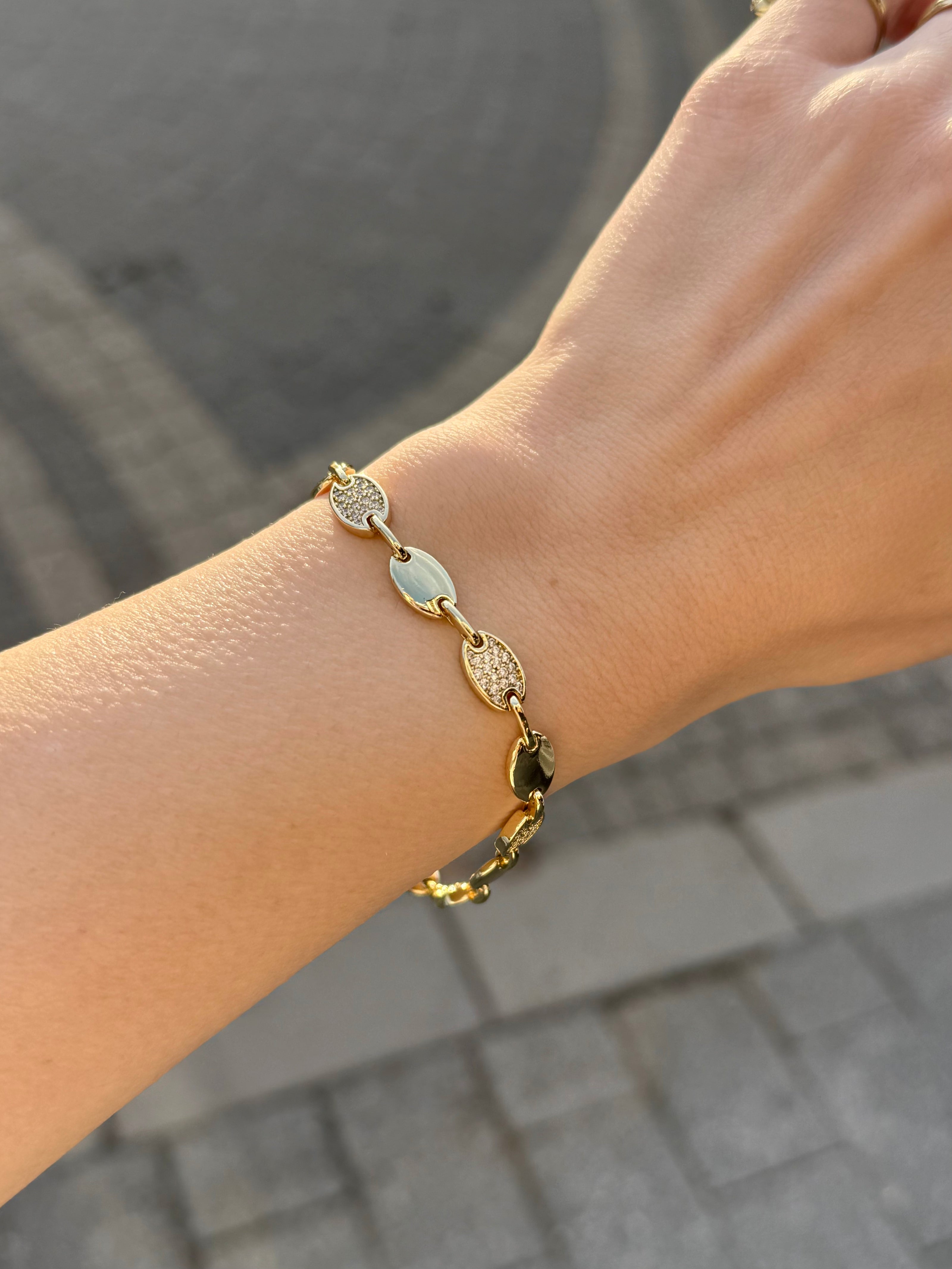 VIP Gömme Taşlı Badem Model Bileklik 17 + 2 cm