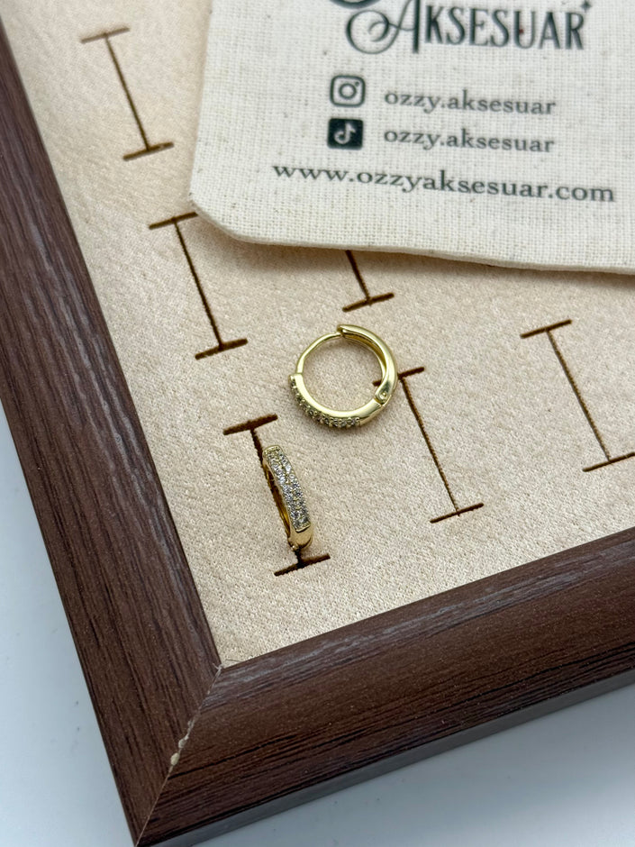 VIP Önü Çift Sıra Taşlı Halka Küpe