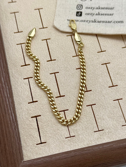 VIP Düz Elmas Kesimli Sade Zincir Bileklik 18 cm