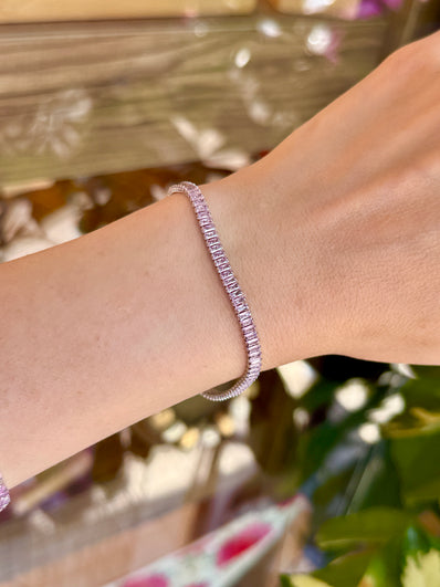 Sıra Pembe Baget Taşlı Su Yolu Bileklik 17 + 2 cm