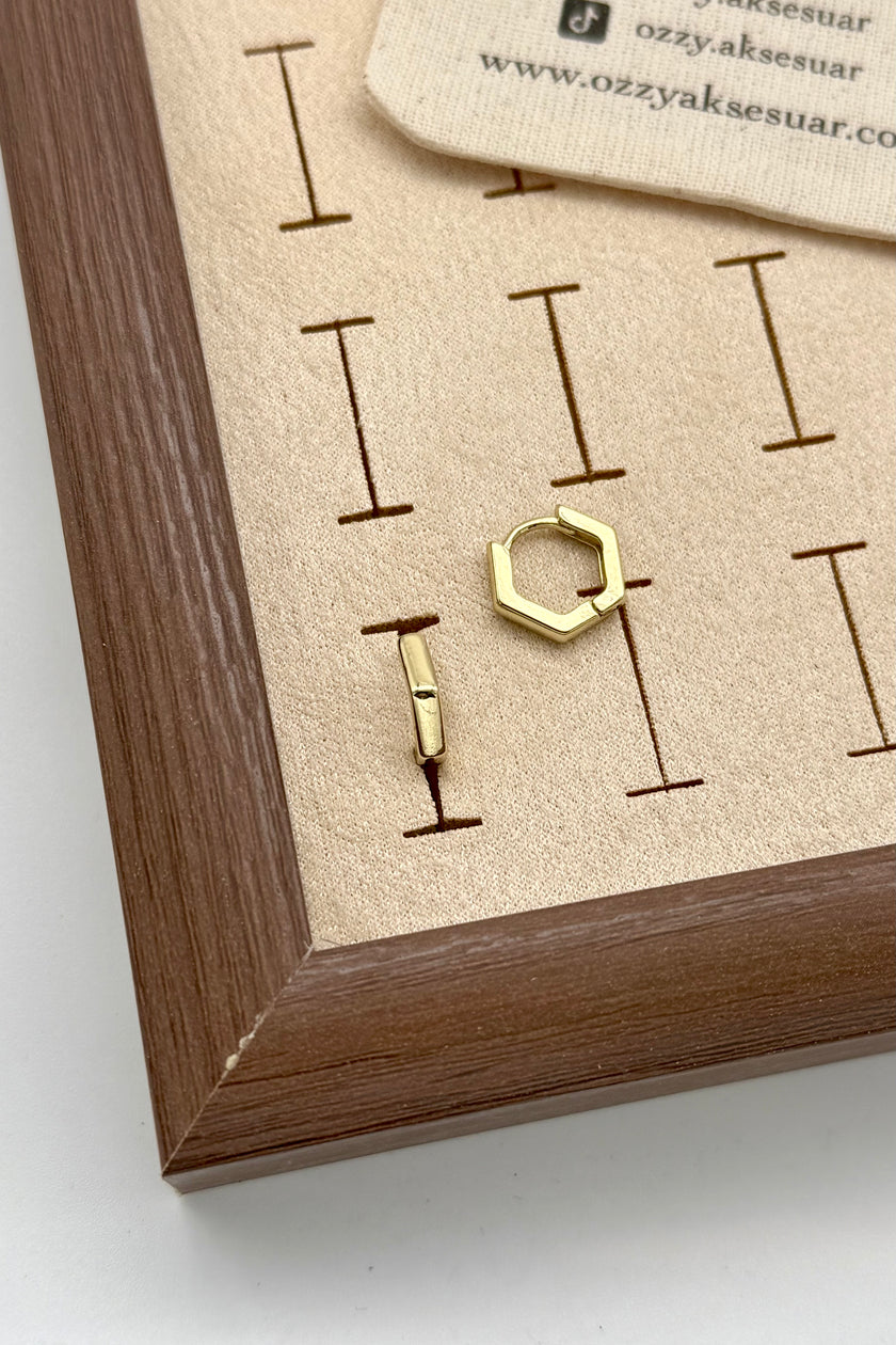 VIP Altıgen Köşeli Halka Küpe