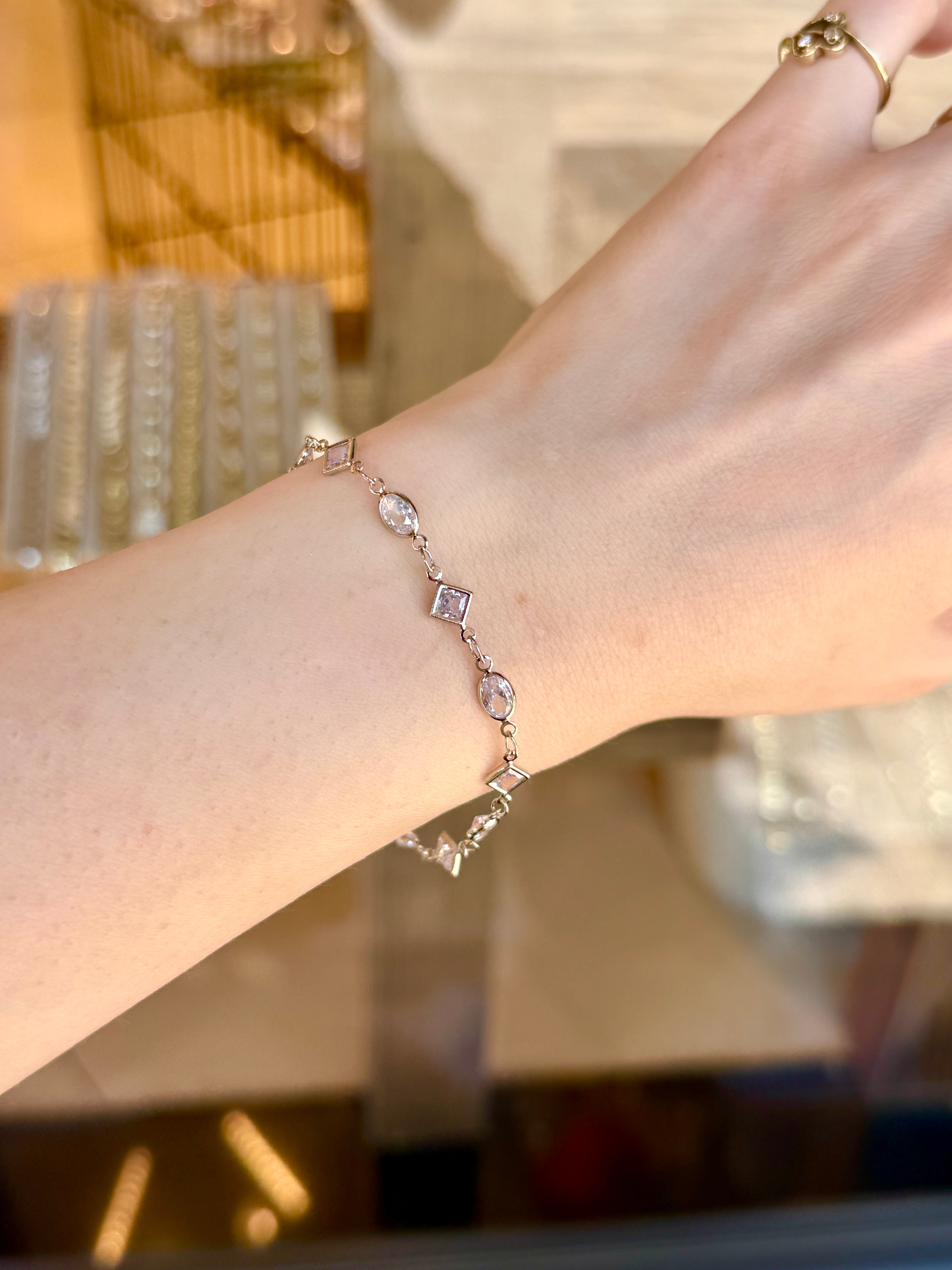 Kristal Taşlı Çıtır Bileklik 16 + 3 cm Gümüş Renk