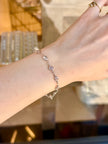 Kristal Taşlı Çıtır Bileklik 16 + 3 cm Gümüş Renk