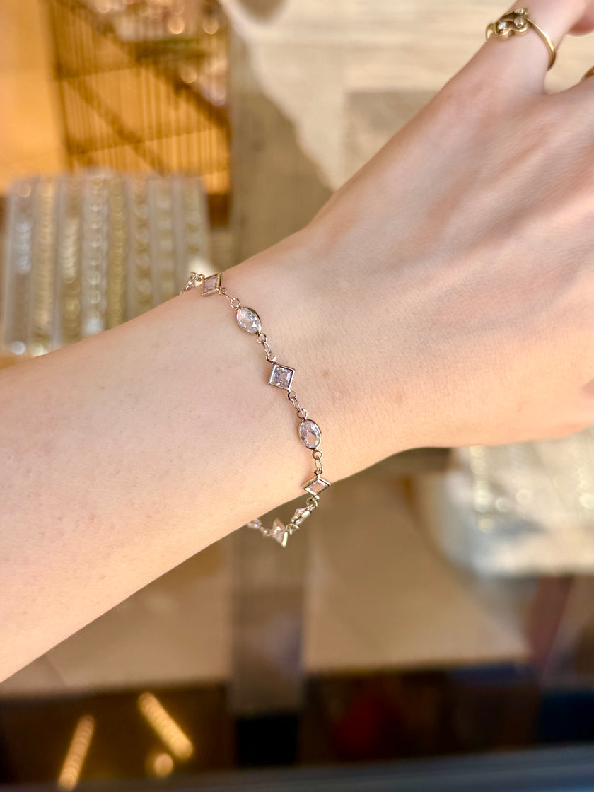 Kristal Taşlı Çıtır Bileklik 16 + 3 cm Gümüş Renk