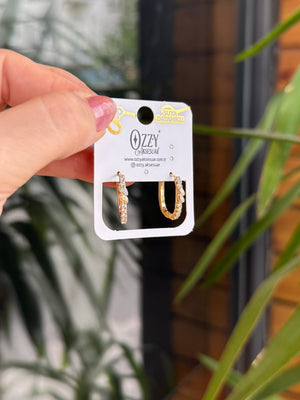 VIP Çift Damla Opal Renk Taşlı Oval Halka Küpe