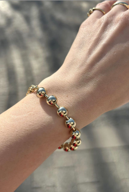 VIP Aralıklı Büyük Sıra Top Zincir Bileklik 18 + 3 cm 14K