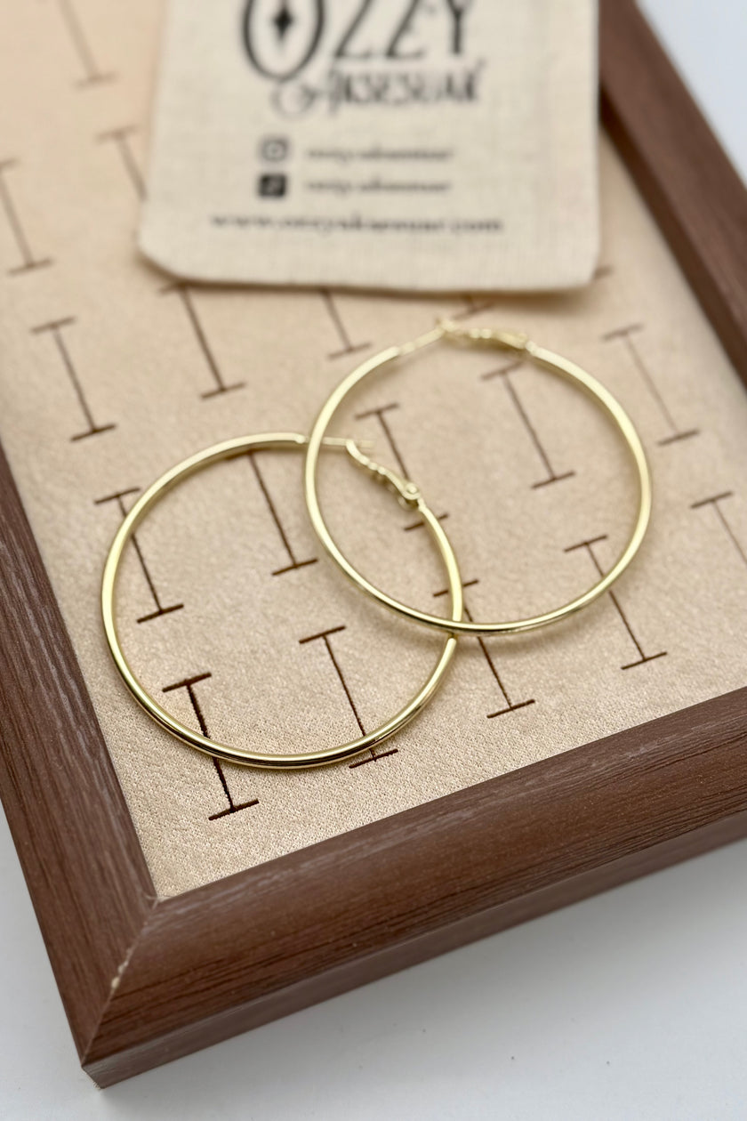 VIP İnce Sade Halka Küpe 4,5 cm