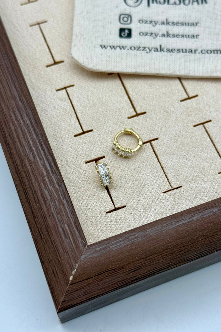 VIP Sıra 5 Baget Taşlı Küçük Halka Küpe