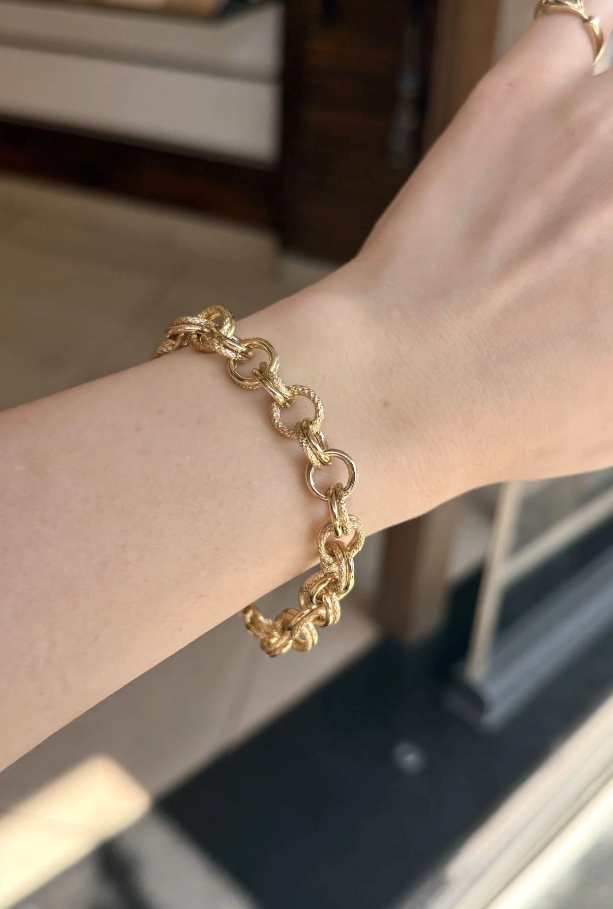 VIP Elmas Kesimli Halka Zincir Bileklik 18 cm 14K