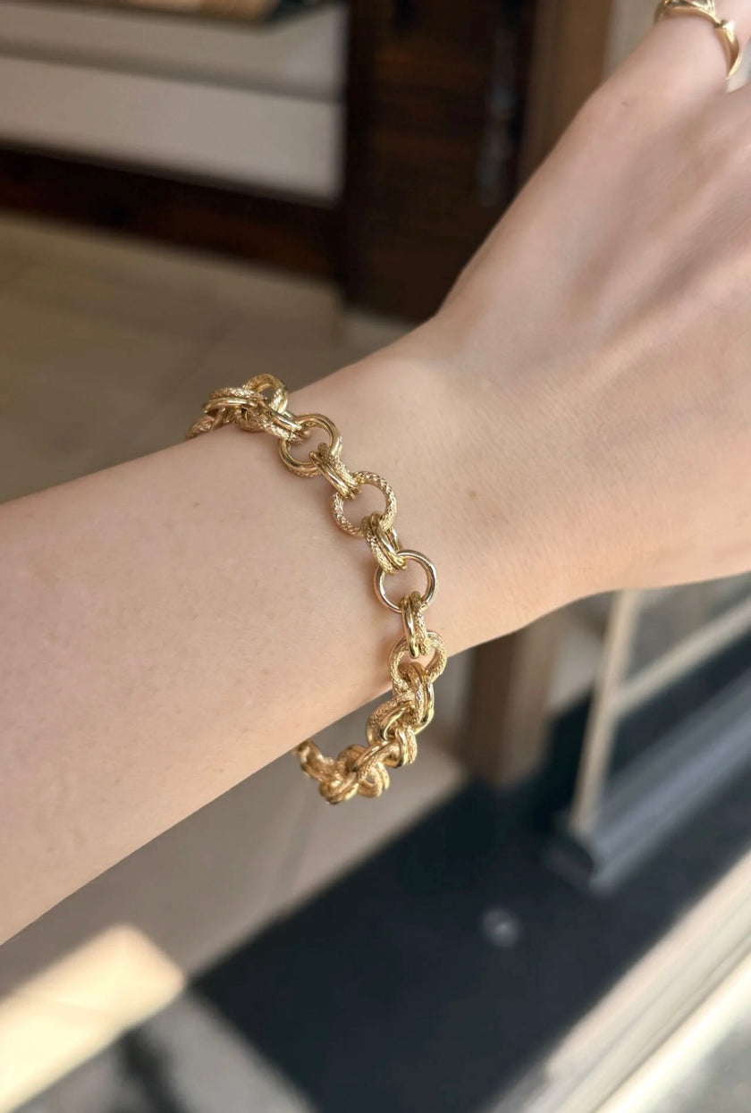 VIP Elmas Kesimli Halka Zincir Bileklik 18 cm 14K