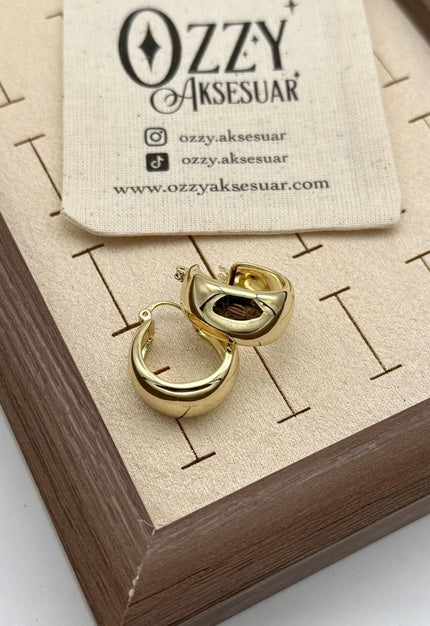 VIP Hafif Bombeli Kalın Halka Küpe 14K