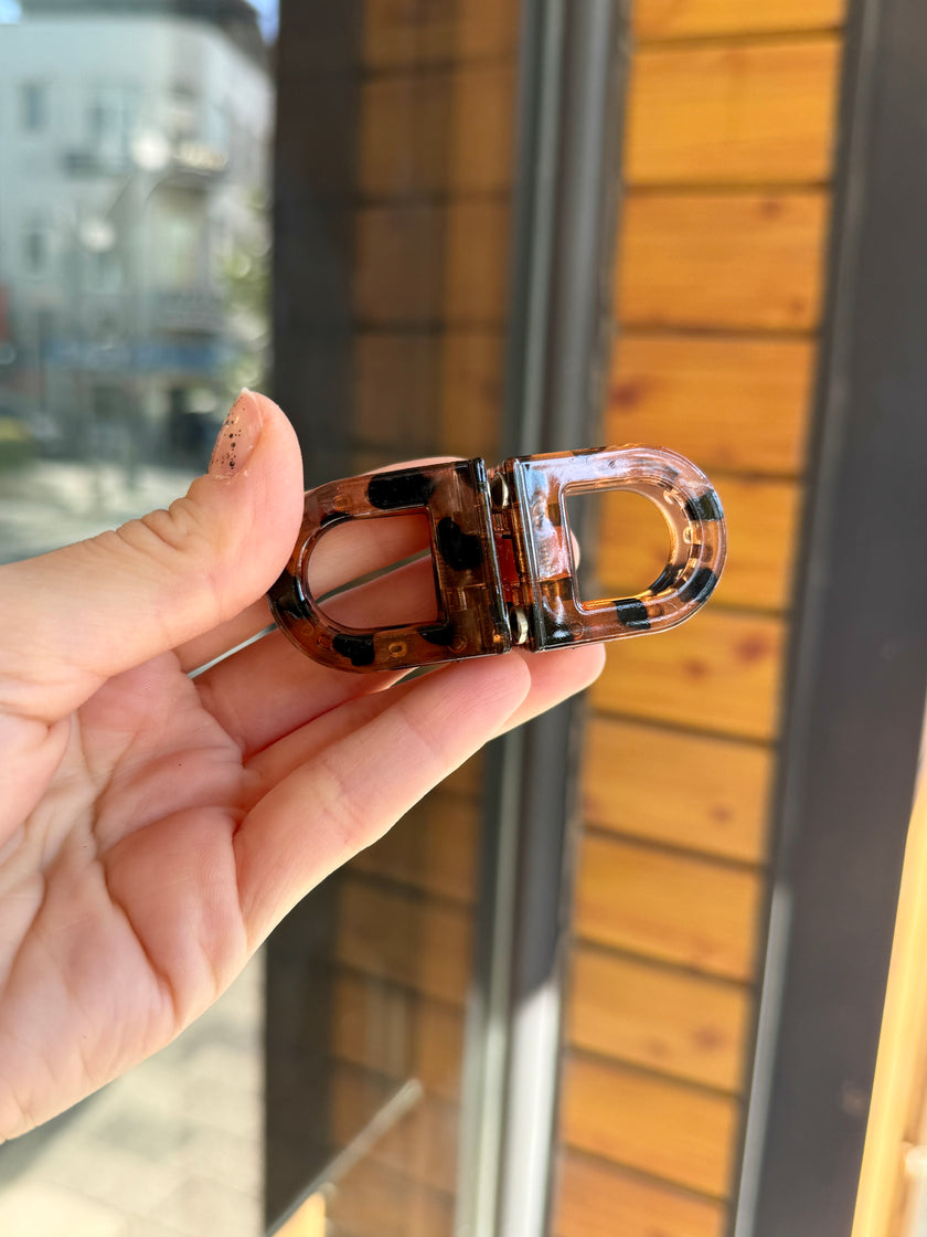Leopar Desenli Mıknatıslı Mandal Toka Kahverengi