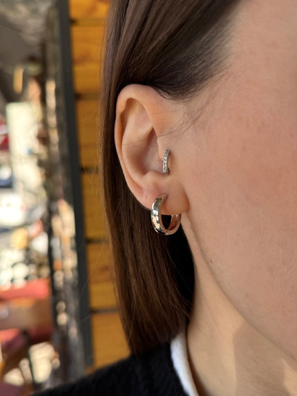 VIP Düz Kenarlı Sade Halka Küpe Gümüş Renk