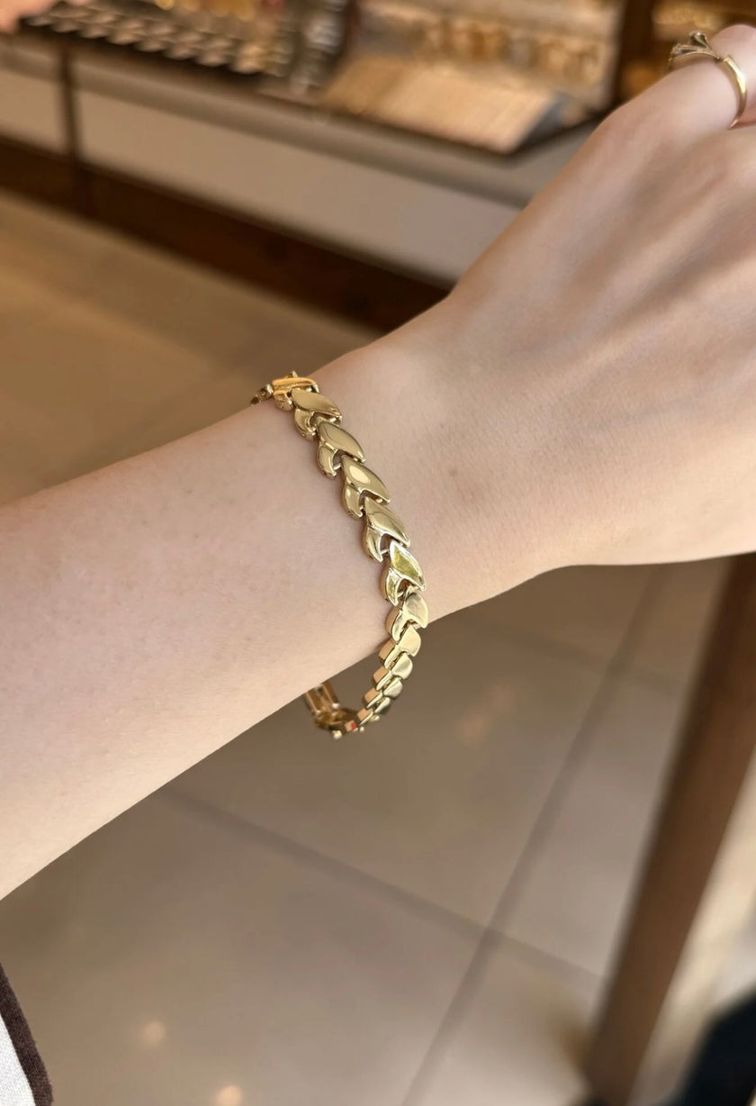 VIP Yassı Model Dalga Zincir Bileklik 20 cm 14K