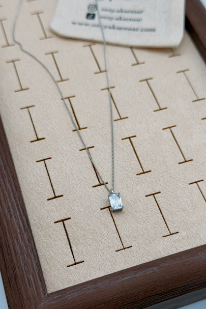 VIP Baget Zirkon Taşlı Kolye 45 cm Gümüş Renk