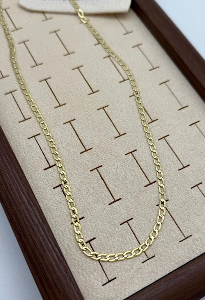 VIP Kenarları Kesimli Zincir Kolye 60 cm 14K