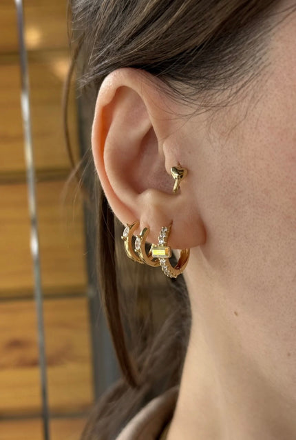 VIP Opal Baget Taşlı Halka Küpe 14K