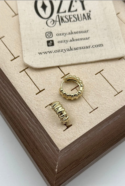 VIP Sıra Kemerli Halka Küpe 14K