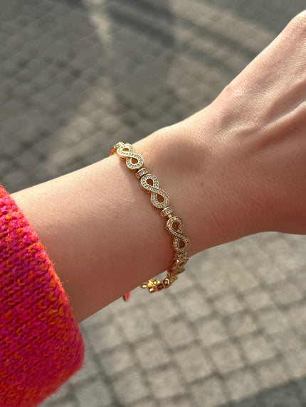 VIP Gömme Taşlı Sıra Sonsuzluk Model Bileklik 17 + 3 cm