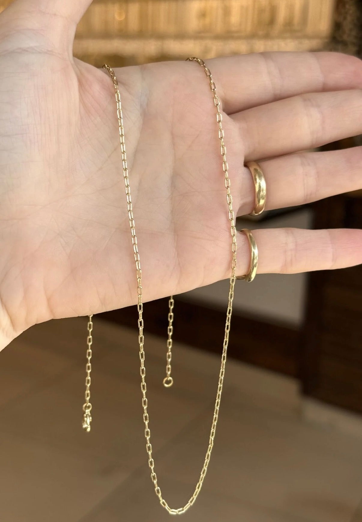 VIP Minik Halkalı Ataç Zincir Kolye 60 cm 14K