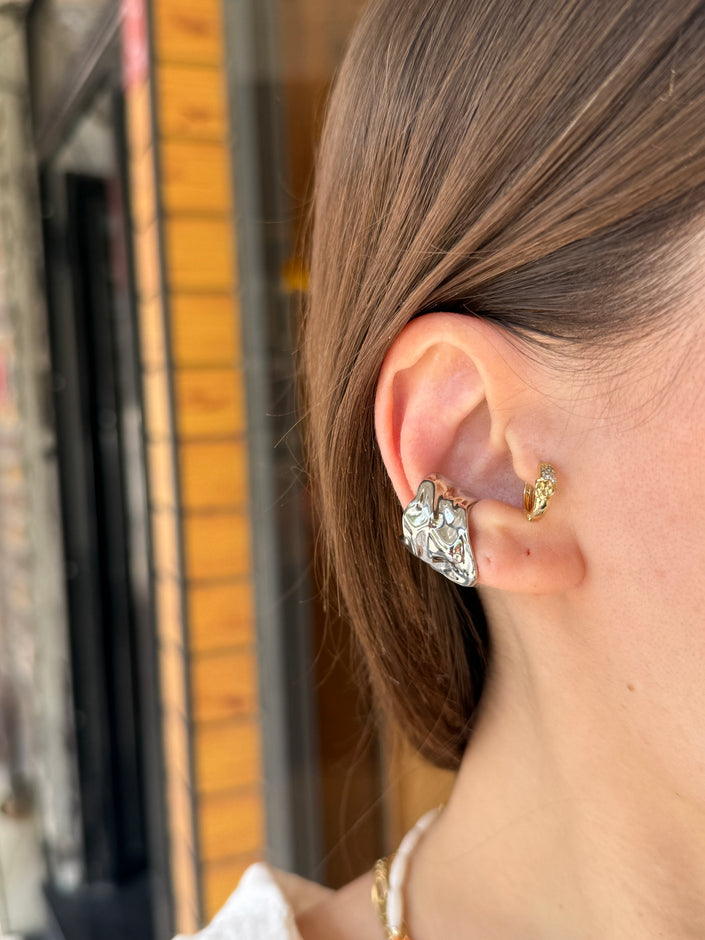Ezme Model Earcuff Kıkırdak Küpe Gümüş Renk