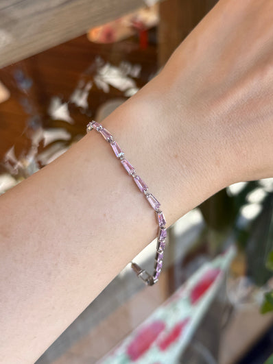 Sıra Pembe Zirkon Taşlı Su Yolu Bileklik 17 + 2 cm