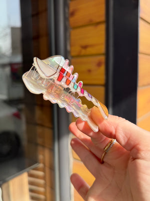 Sedefli Balık Model Asetat Sağlam Mandal Toka Renkli Kılçık