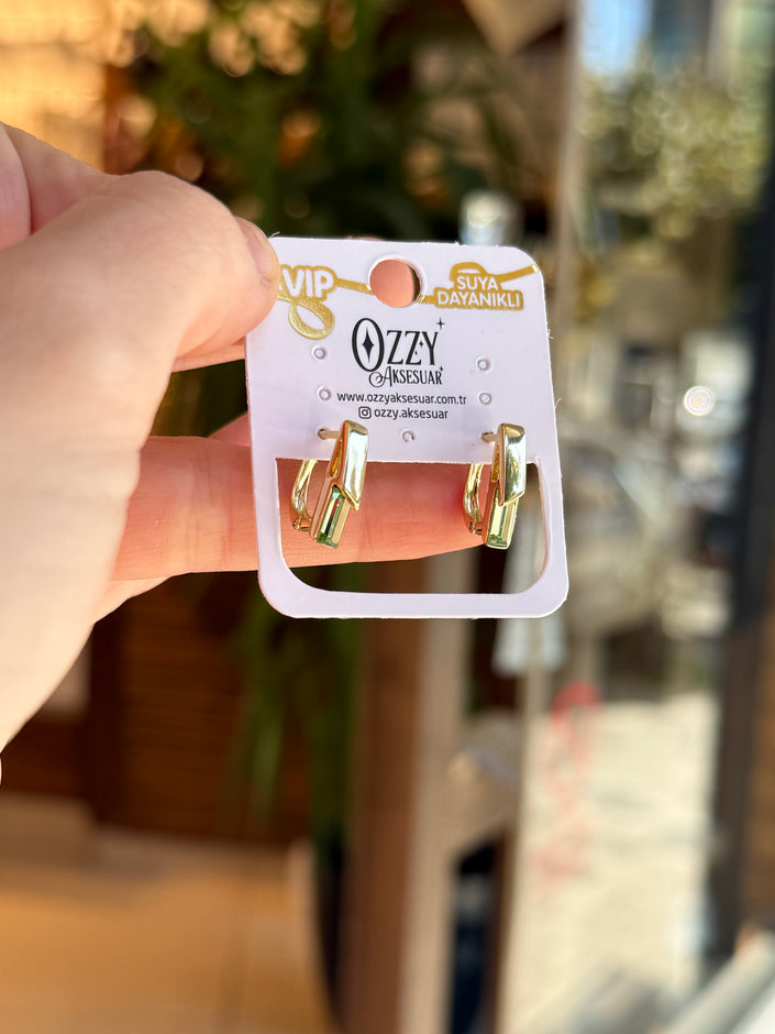VIP Yeşil Zirkon Taşlı Şerit Halka Küpe